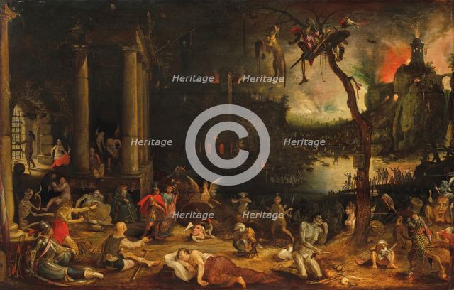 The Cumaean Sibyl leading Aeneas to the Underworld, c1600. Creator: Anonymous.