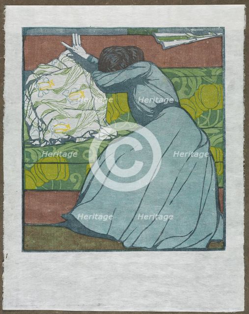 The Cushion (Martha Kurzweil Seated on a Divan), 1903. Creator: Max Kurzweil (Austrian, 1867-1916); Gesellschaft Fur Vervielfaltigende Kunst.