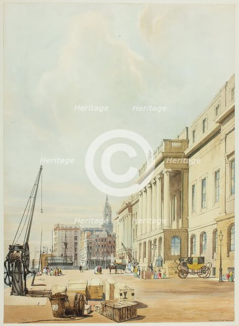The Custom House, plate three from Original Views of London as It Is, 1842. Creator: Thomas Shotter Boys.