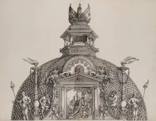 The Cupola and Imperial Crown on the Central Portal, from the Arch of Honor, proof, dated ..., 1515. Creator: Hans Springinklee