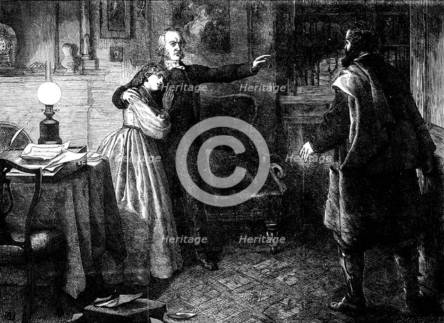 "The Curate of Glevering", the Denunciation of Charles Trevor -  drawn by J. D. Watson, 1861. Creator: John Dawson Watson.