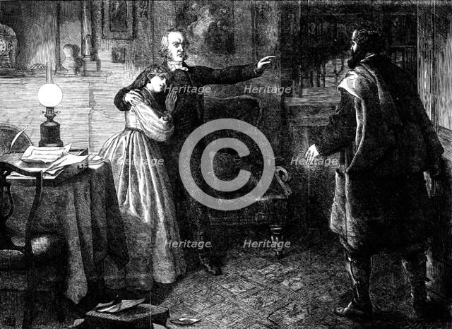 "The Curate of Glevering", the Denunciation of Charles Trevor -  drawn by J. D. Watson, 1861. Creator: John Dawson Watson.