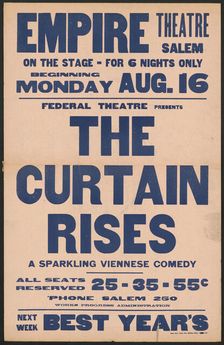 The Curtain Rises, Salem, MA, 1937. Creator: Unknown