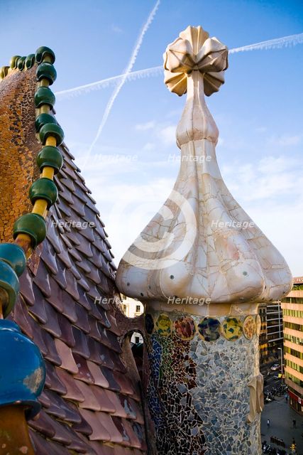 The curved rooftop of Batllo House, Barcelona, Spain, 2007. Creator: Samuel Magal.
