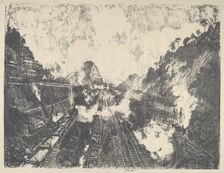 The Cut, Looking toward Ancon Hill, 1912. Creator: Joseph Pennell