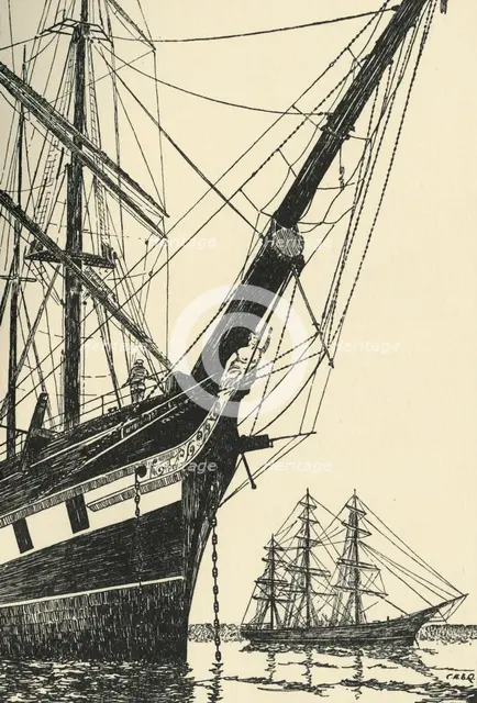 'The Cutty Sark (1869), in Falmouth Harbour', (1938). Artist: Unknown.