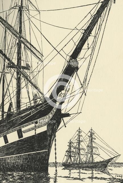 'The Cutty Sark (1869), in Falmouth Harbour', (1938). Artist: Unknown.