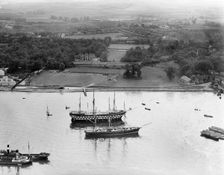 The Cutty Sark and HMS Worcester off Greenhithe, Kent, 1939. Artist: Aerofilms