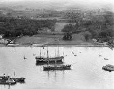 The Cutty Sark and HMS Worcester off Greenhithe, Kent, 1939. Artist: Aerofilms