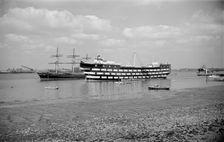 The Cutty Sark and the Worcester Greenhithe, Kent, c1945-c1965. Artist: SW Rawlings