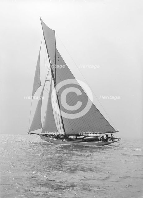 The cutter 'Westwind' sailing close-hauled, 1914. Creator: Kirk & Sons of Cowes.
