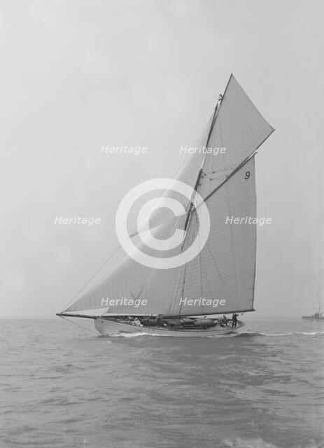 The cutter 'Westwind' sailing close-hauled, 1914. Creator: Kirk & Sons of Cowes.