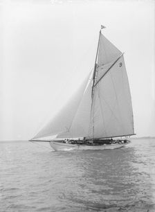 The cutter Westwind sailing close-hauled, 1912. Creator: Kirk & Sons of Cowes