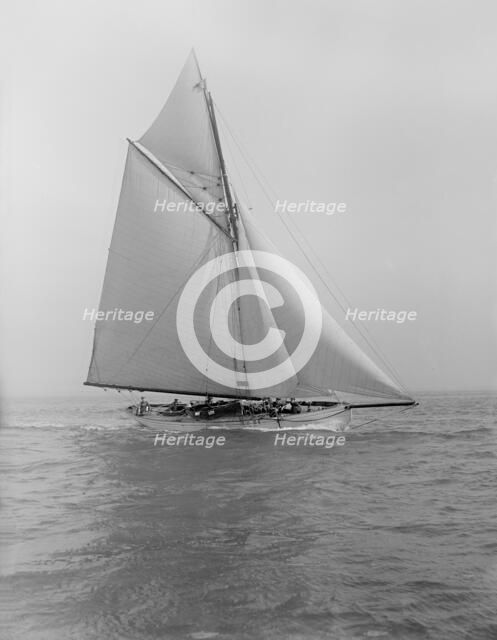 The cutter 'Grisette' sailing close-hauled, 1913. Creator: Kirk & Sons of Cowes.