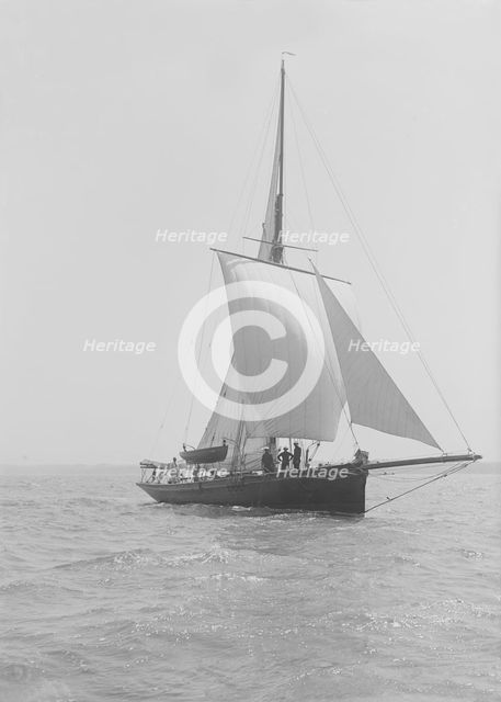 The cutter 'Monara' under sail, 1914. Creator: Kirk & Sons of Cowes.