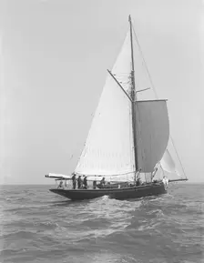 The cutter Monara under sail, 1914. Creator: Kirk & Sons of Cowes