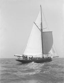 The cutter Monara under sail, 1914. Creator: Kirk & Sons of Cowes