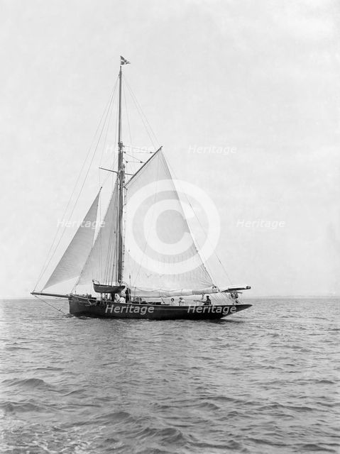 The cutter 'Monara' under sail, 1914. Creator: Kirk & Sons of Cowes.