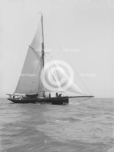 The cutter 'Monara' under sail, 1914. Creator: Kirk & Sons of Cowes.