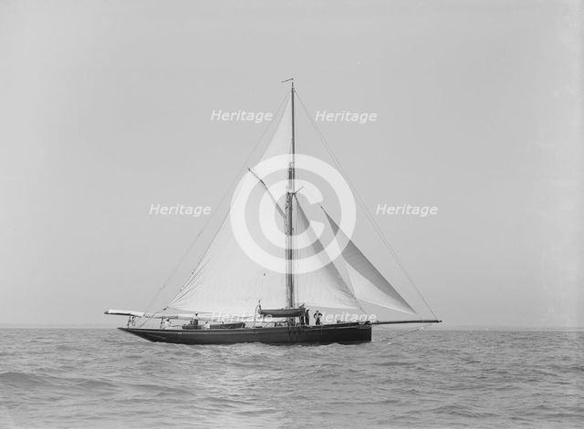 The cutter 'Monara' under sail, 1913. Creator: Kirk & Sons of Cowes.