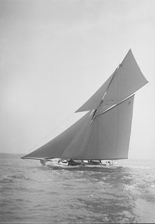 The cutter Rosamond sailing close-hauled, 1911. Creator: Kirk & Sons of Cowes