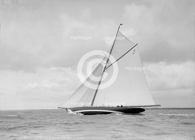 The cutter 'Shamrock' beating upwind, 1912. Creator: Kirk & Sons of Cowes.