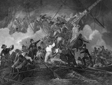 The cutting out of the corvette La Chevrette 21 July 1801 (c1857).Artist: J Rogers