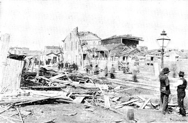 The Cyclone at Louisville, Kentucky, United States: Fifteenth Street: looking north, 1890. Creator: Unknown.