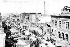 The Cyclone at Louisville, Kentucky, United States: the Tobacco District, West Street, 1890. Creator: Unknown