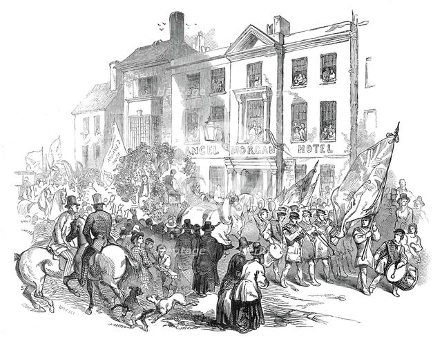 The Cymreigyddion Festival - the procession through Abergavenny, 1845. Creator: Smyth.