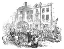 The Cymreigyddion Festival - the procession through Abergavenny, 1845. Creator: Smyth