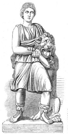 The Cyrene Marbles in the British Museum: the nymph Cyrene strangling a lion, 1861. Creator: Unknown