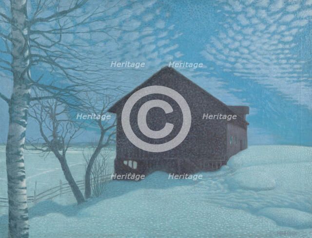 The cabin in the snow. Creator: Lindh, Bror (1877-1941).