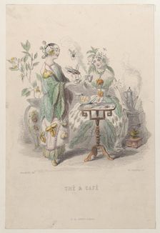 Thé & Café, from Les Fleurs Animées, 1847. Creator: Charles-Michel Geoffroy