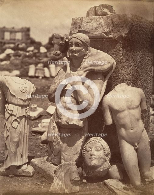 The Calf-Bearer and the Kritios Boy Shortly After Exhumation on the Acropolis; Danse..., ca. 1865. Creator: Unknown.