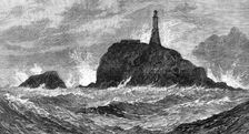 The Calf-Rock Lighthouse, Bantry Bay, destroyed by the late storm, 1881. Creator: Unknown