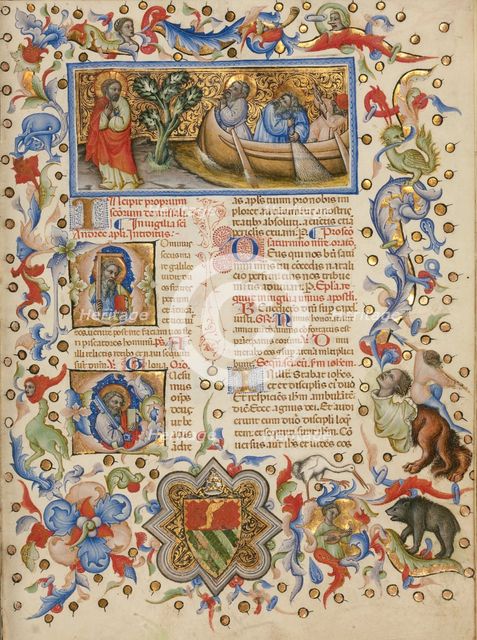 The Calling of Saints Peter and Andrew; Initial D: Saint Andrew..., between about 1389 and 1400. Creator: Master of the Brussels Initials.