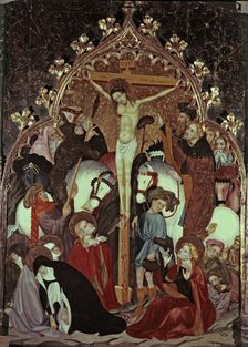 The Calvary end of the altarpiece of Saint Francis and the Franciscan orders, temple on wood ma…