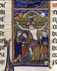 The Calvary, miniature in the Sacred Bible, volume IV. New Testament manuscript on parchment m…