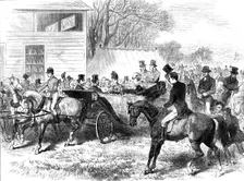 The Cambridgeshire Steeplechase, Cottenham: arrival of the Prince and Princess of Wales, 1870. Creator: Unknown