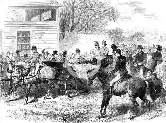 The Cambridgeshire Steeplechase, Cottenham: arrival of the Prince and Princess of Wales, 1870. Creator: Unknown.