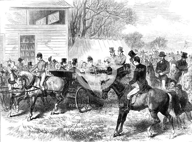 The Cambridgeshire Steeplechase, Cottenham: arrival of the Prince and Princess of Wales, 1870. Creator: Unknown.