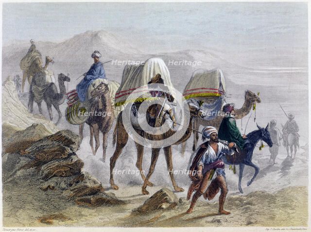 'The Camel Train', 1855. From Constantinople and the Black Sea. Artist: Rouargue Brothers