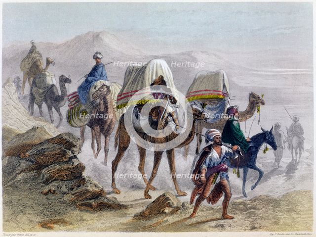 'The Camel Train', 1855. From "Constantinople and the Black Sea". Creator: Rouargue Brothers.