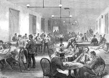 The Camp at Aldershott: soldiers recreation room, 1868. Creator: Mason Jackson