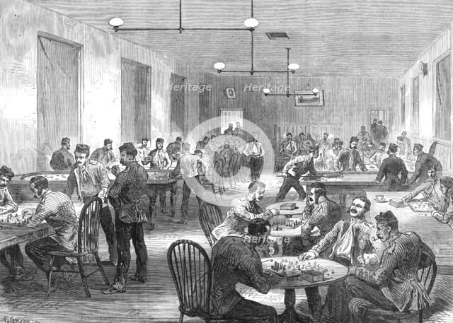 The Camp at Aldershott: soldiers' recreation room, 1868. Creator: Mason Jackson.