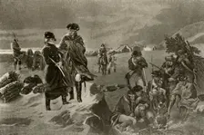 The Camp at Valley Forge. Officer's cloaks and Dutch blankets for soldiers c1777, (1937). Creator: Unknown