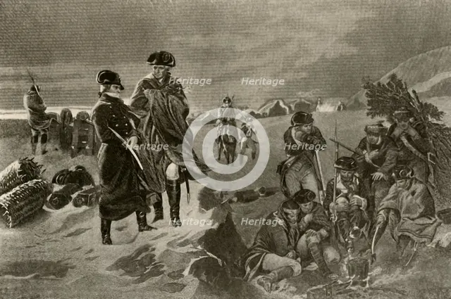 'The Camp at Valley Forge. Officer's cloaks and Dutch blankets for soldiers', c1777, (1937).  Creator: Unknown.