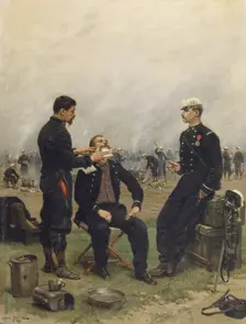 The Camp Barber, 1876. Creator: Jean Baptiste Edouard Detaille