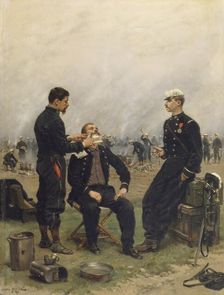 The Camp Barber, 1876. Creator: Jean Baptiste Edouard Detaille